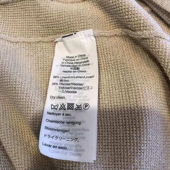 J Crew cream linen blend long open front cardigan sweater size Medium - Picture 8 of 12